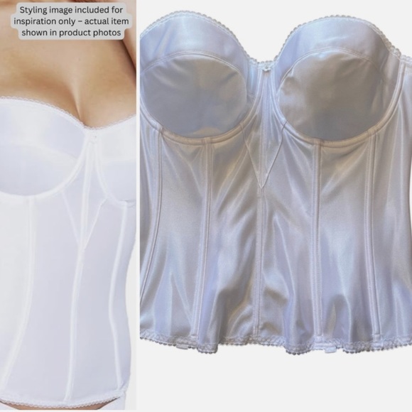 NWT Dominique Satin Corset Bridal Bra Low Back Push Up Strapless Bra 44B 8950 - Picture 1 of 9